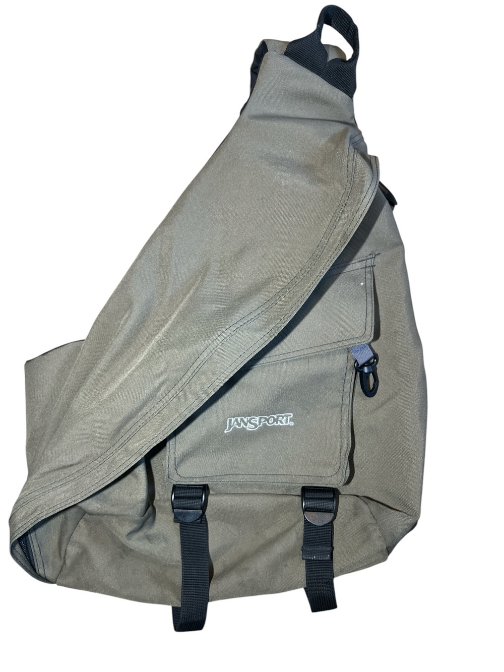 Vintage Y2K Original Jansport Olive Sling Pack with Nokia Size Cell Phone Pocket - Picture 11 of 17